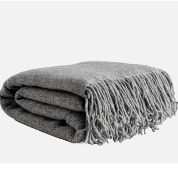 Dawson Forte 100% Cashmere Woven Throw Gray - Picture 4 of 5